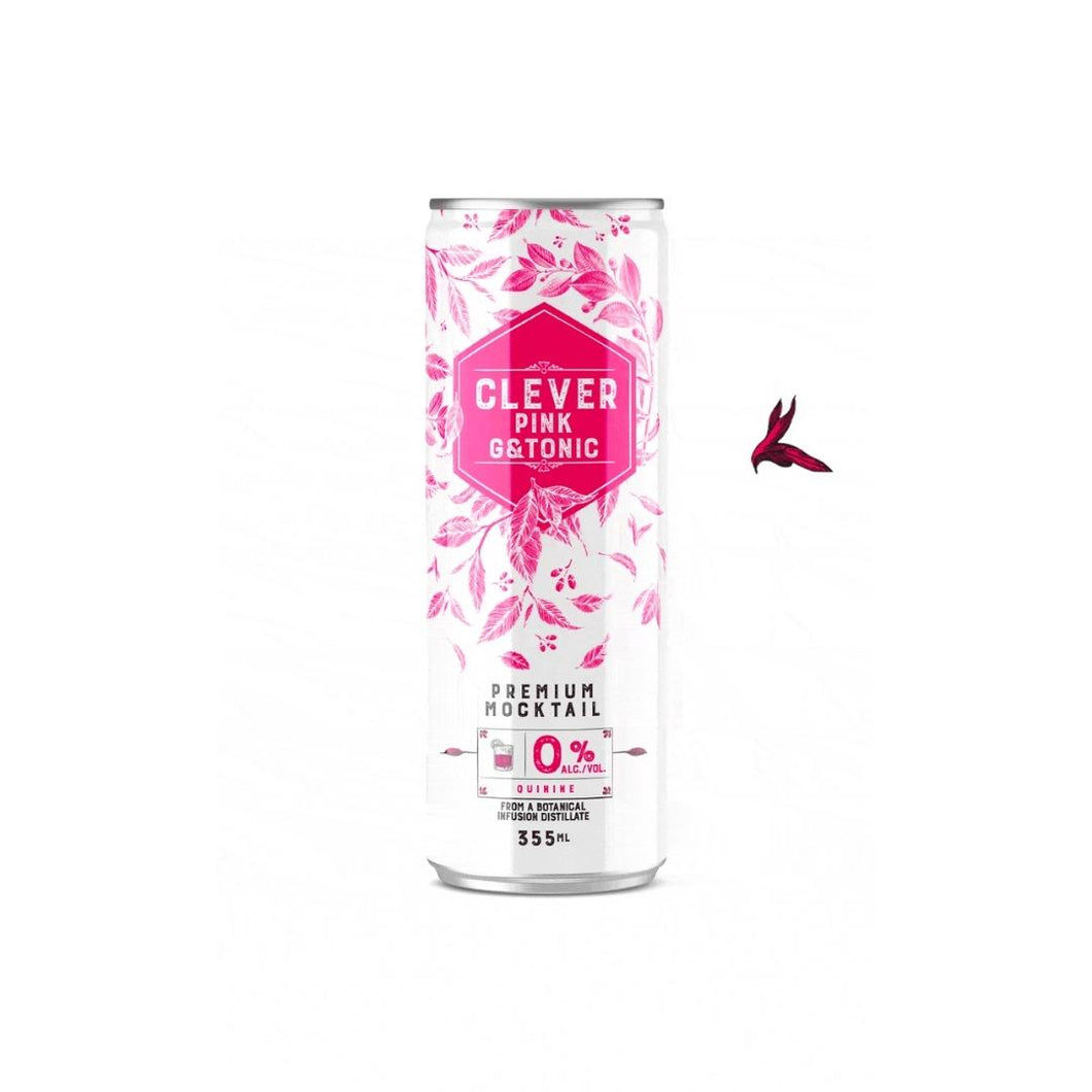 Clever Mocktail Non Alcoholic Pink G and T 355ml