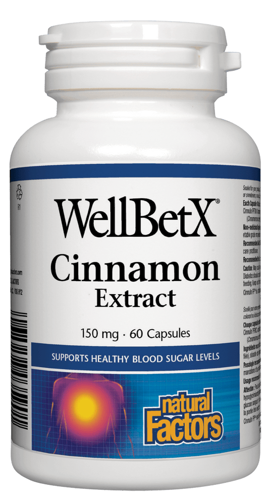 Natural Factors Wellbetx Cinnamon 150mg 60 Vegetarian Capsules