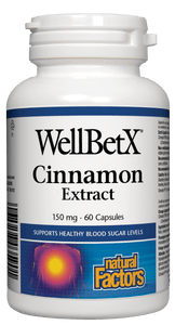 Natural Factors Wellbetx Cinnamon 150mg 60 Vegetarian Capsules