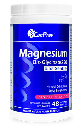 CanPrev Magnesium Bis-Glycinate 250mg Blueberry Powder 257g