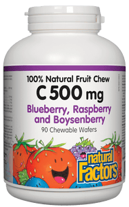 Natural Factors Vitamin C 500mg Blue Raspberry 90 Chewable Tablets