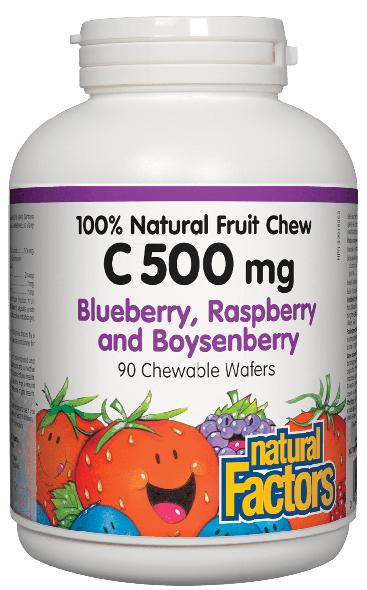 Natural Factors Vitamin C 500mg Blue Raspberry 90 Chewable Tablets