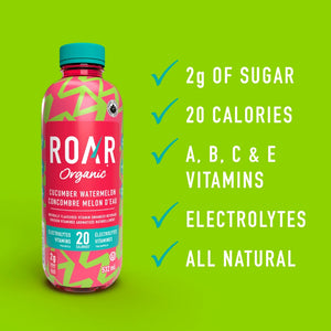 Roar Organic Hydration Drink Cucumber Watermelon 532ml 12 Pack