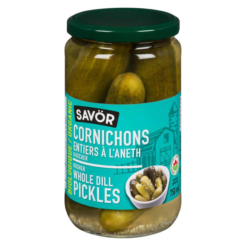Savor Organic Kosher Whole Dill Pickles 750ml