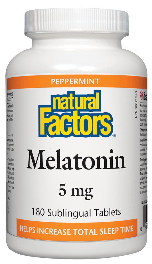 Natural Factors Melatonin 5mg Mint Flavour 180 Sublingual Tablets