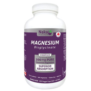 Naka Platinum Magnesium Bisglycinate 200mg 300 Vegetarian Capsules