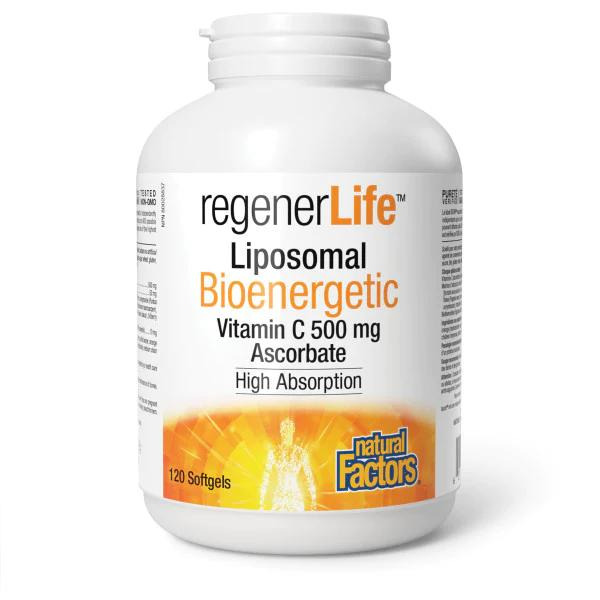Natural Factors Regenerlife Liposomal Bioenergetic Vitamin C 500mg 120 Softgels