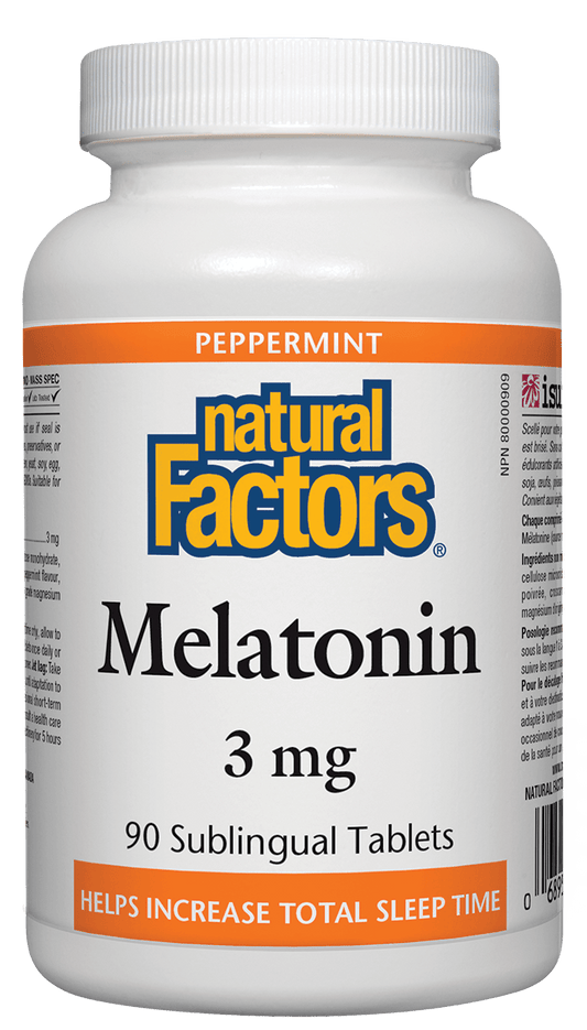 Natural Factors Melatonin 3mg Mint Flavour 90 Sublingual Tablets