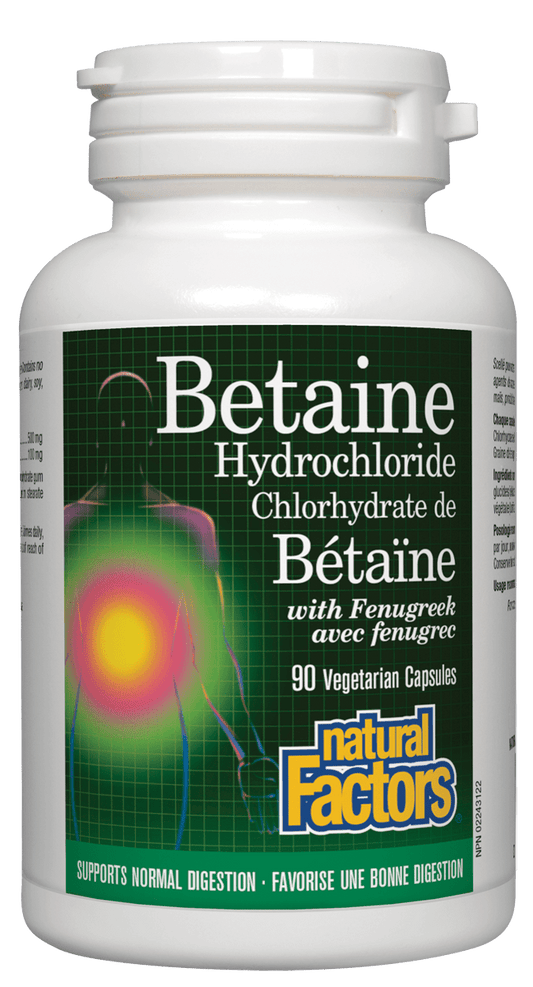 Natural Factors Betaine Hydrochloride with Fenugreek 90 Vegetable Capsules