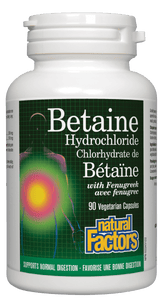 Natural Factors Betaine Hydrochloride with Fenugreek 90 Vegetable Capsules