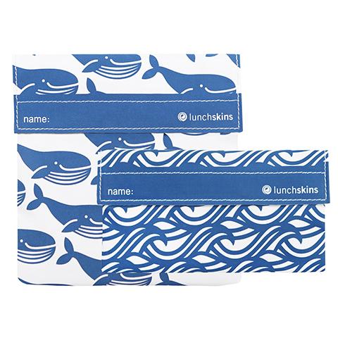 Lunchskins Whale Reusable Sandwich and Snack Bag 2 Pack