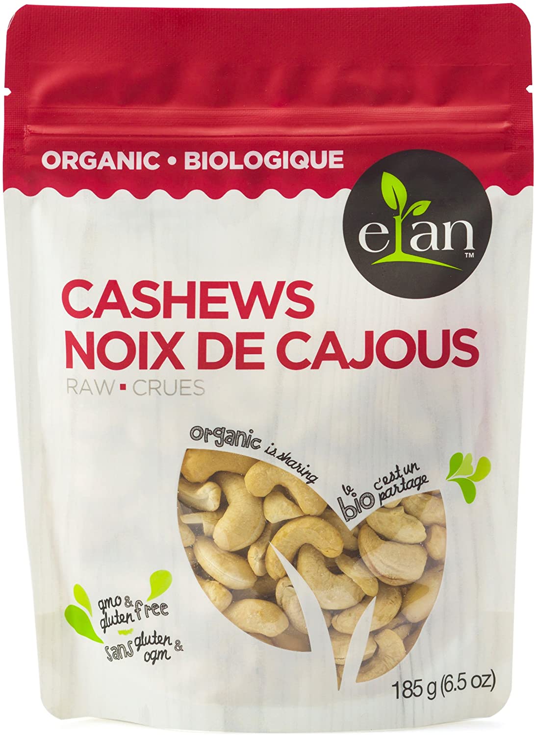 Elan Organic Raw Cashews 185g