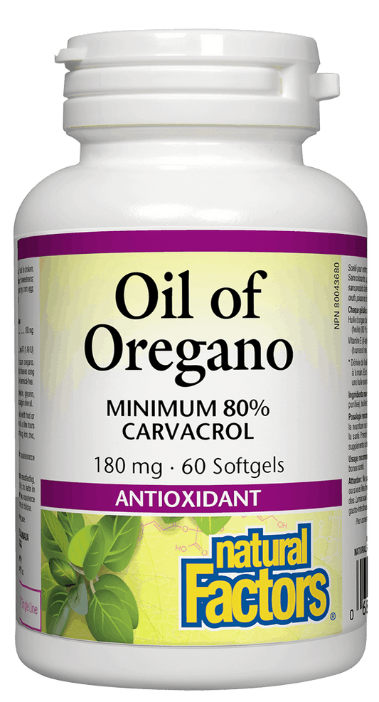 Natural Factors Oil of Oregano 180mg 60 Softgels