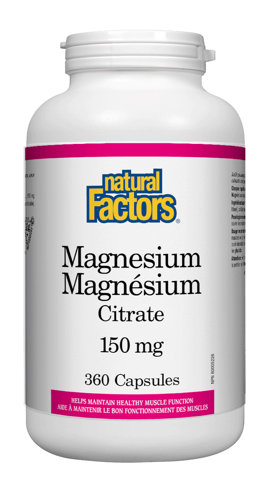 Natural Factors Magnesium Citrate 150mg 360 Vegetarian Capsules