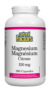 Natural Factors Magnesium Citrate 150mg 360 Vegetarian Capsules