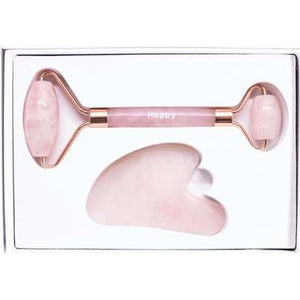 Happy Naturals Kit Facial Roller and Gua Sha in Rose Quartz