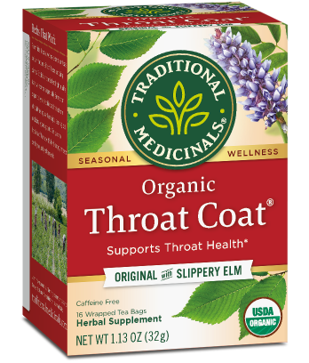 Traditional Medicinals Organic Throat Coat Tea With Slippery Elm 16 Bags
