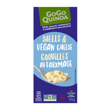 Load image into Gallery viewer, Gogo Quinoa Shells &amp; Cheddar White Shells &amp; Vegan Cheese 170g
