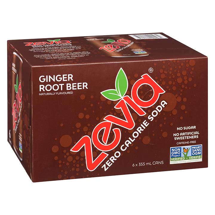 Zevia Ginger Root Beer 355ml 6 Pack