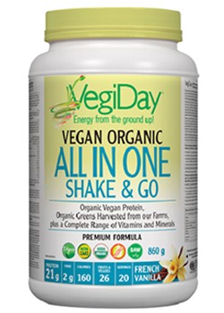 VegiDay Organic All In One Nutritional Protein Shake French Vanilla 860g