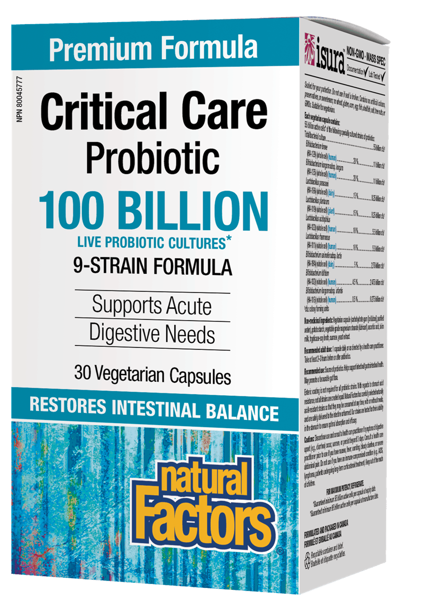 Natural Factors Critical Care Probiotic 100 Billion 30 Vegetarian Capsules