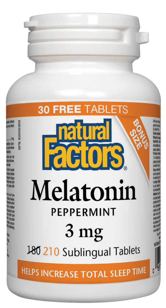 Natural Factors Melatonin 3mg Mint Flavour 210 Sublingual Tablets