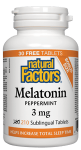 Natural Factors Melatonin 3mg Mint Flavour 210 Sublingual Tablets
