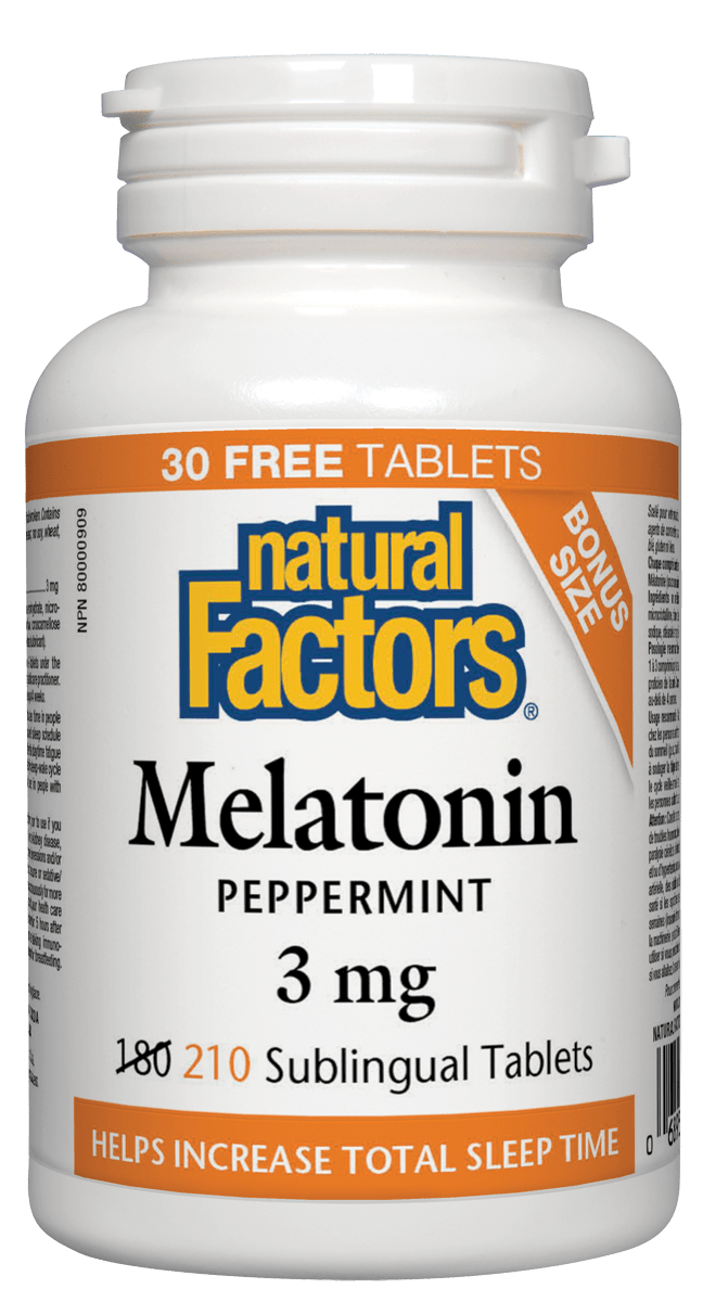 Natural Factors Melatonin 3mg Mint Flavour 210 Sublingual Tablets