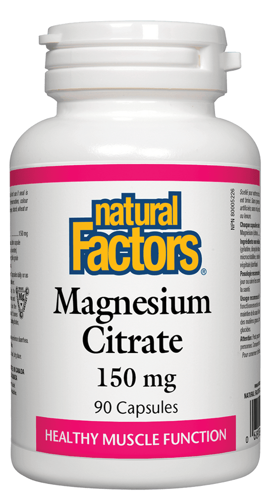 Natural Factors Magnesium Citrate 150mg 90 Vegetarian Capsules