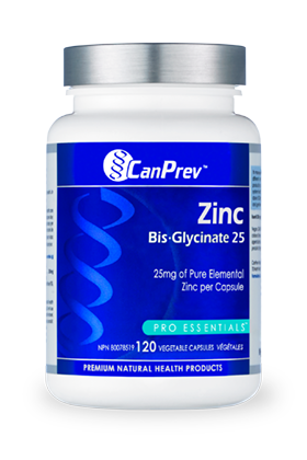 CanPrev Zinc Bis-Glycinate 25mg 120 Vegetarian Capsules