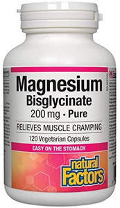 Natural Factors Magnesium Bisglycinate Pure 200mg 120 Vegetarian Capsules