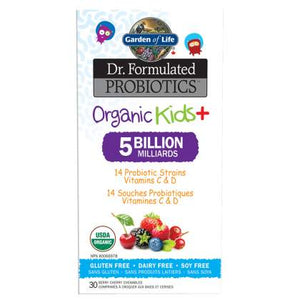 Garden Of Life Dr. Formulated Organic Kids Probiotic 5 Billion Shelf Stable 30 Chewable Tablets