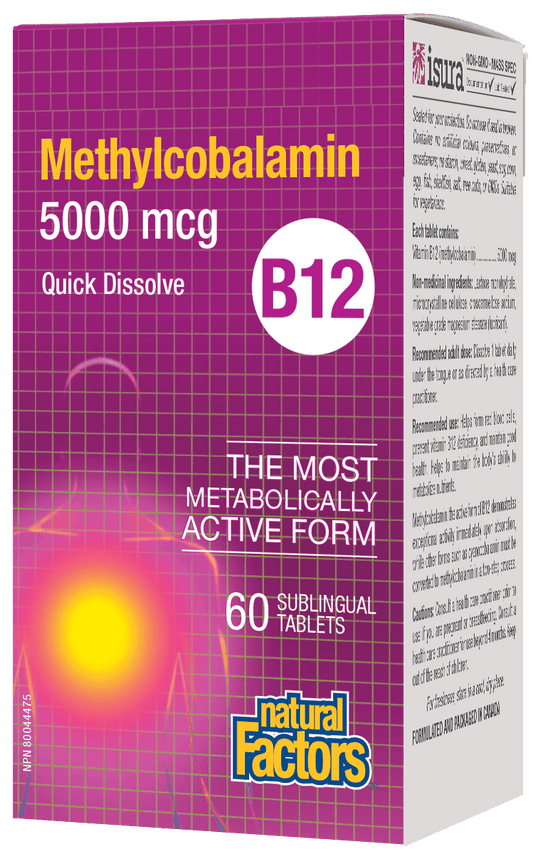 Natural Factors Vitamin B12 5000mcg 60 Sublingual Tablets
