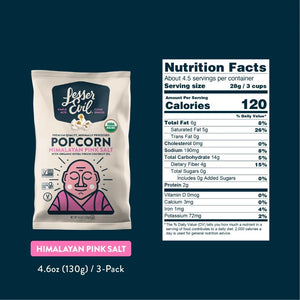 Lesser Evil Organic Popcorn Himalayan Pink Salt 142g
