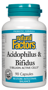 Natural Factors Acidophilus &amp; Bifidus 90 Vegetarian Capsules