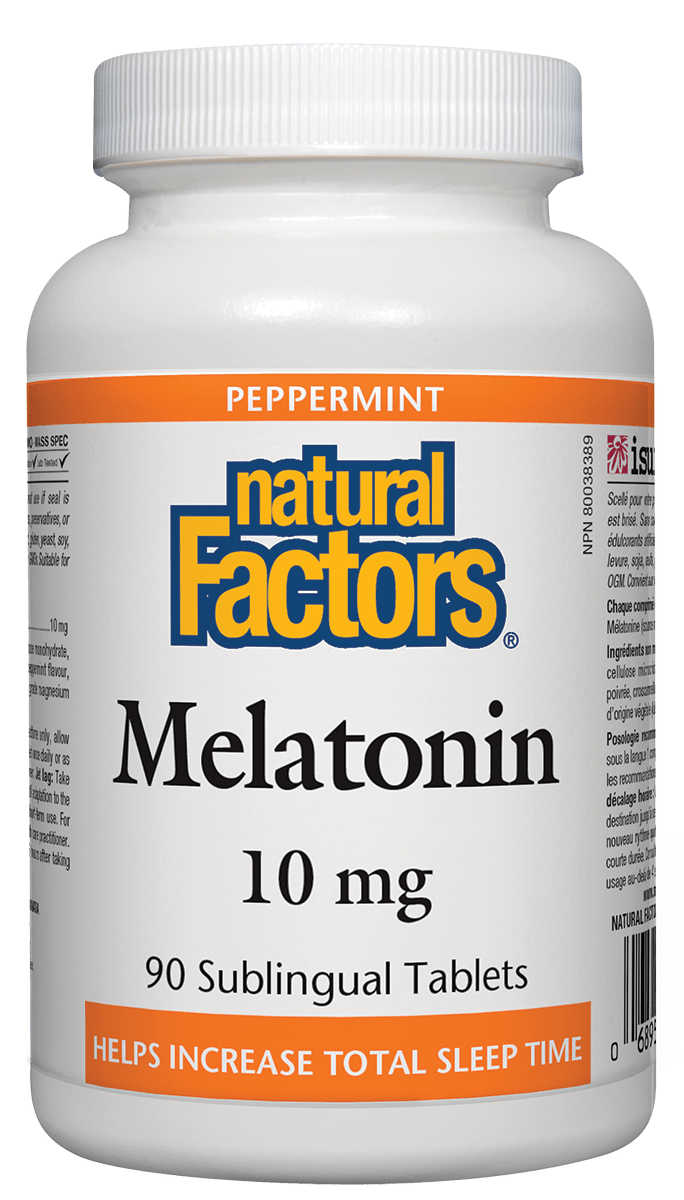 Natural Factors Melatonin 10mg Mint Flavour 90 Sublingual Tablets