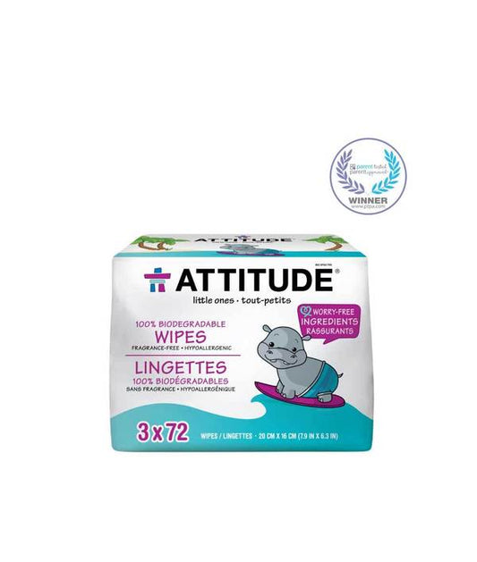 Attitude Baby Wipes 100% Biodegradable Refill 216 Wipes