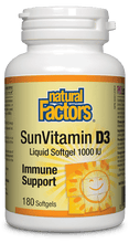 Load image into Gallery viewer, Natural Factors Vitamin D3 1000 IU 180 Softgels

