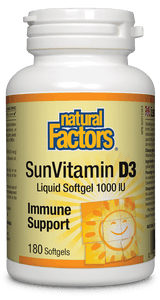 Natural Factors Vitamin D3 1000 IU 180 Softgels
