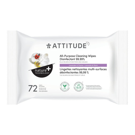 Attitude All-Purpose Thyme & Lavender Disinfectant Cleaning Wipes 99.99%