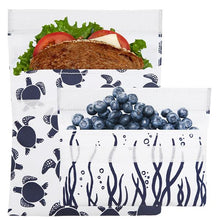 Load image into Gallery viewer, Lunchskins Sea Turtle Reusable Sandwich and Snack Bag 2 Pack
