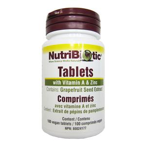 Nutribiotic Grapefruit Seed Extract Tablets with Vitamin A & Zinc 100 Tablets