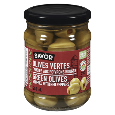 SavörOrganic Green Olives Stuffed with Red Peppers 250ml