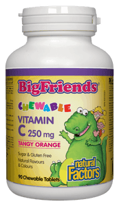 Natural Factors Big Friends Vitamin C 250mg Tangy Orange Flavour 90 Chewable Tablets