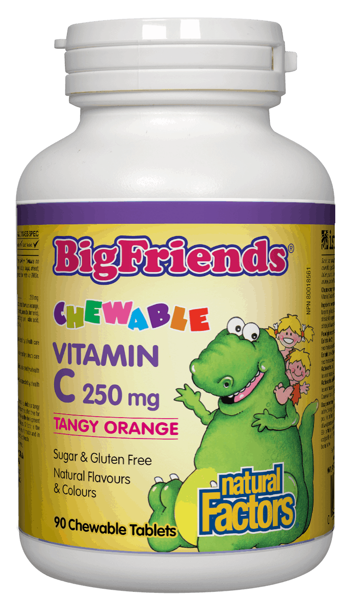 Natural Factors Big Friends Vitamin C 250mg Tangy Orange Flavour 90 Chewable Tablets