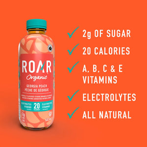 Roar Organic Hydration Drink Georgia Peach 532ml 12 Pack