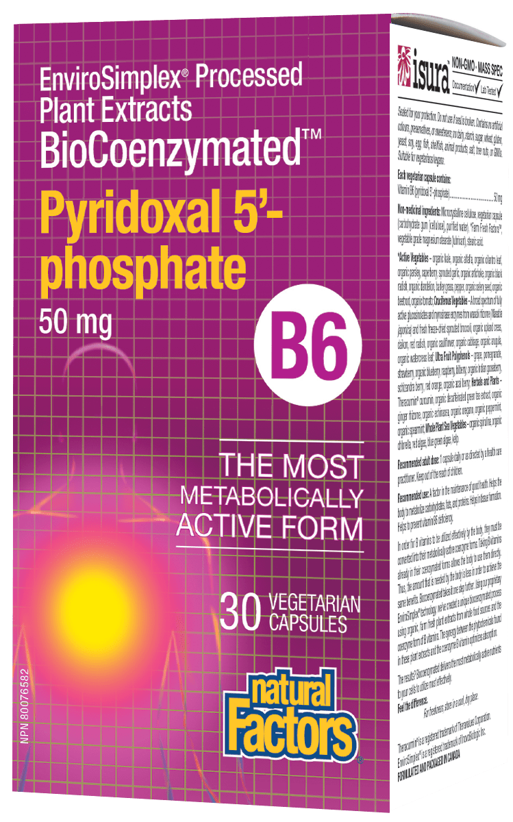 BioCoenzymated Pyridoxal 5-phosphate B6 50mg 30 Vegetarian Capsules