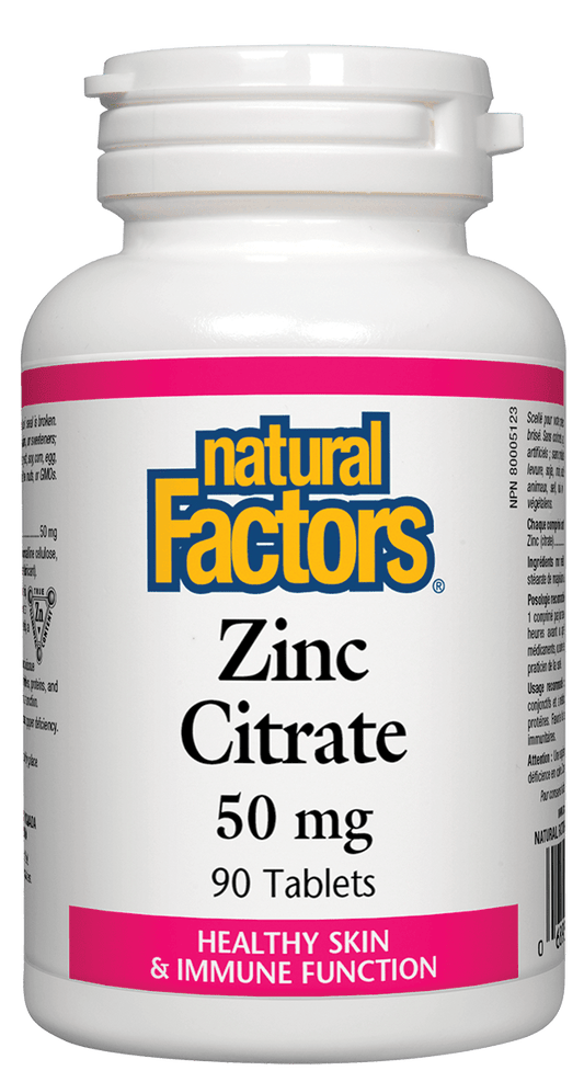Natural Factors Zinc Citrate 50mg 90 Tablets