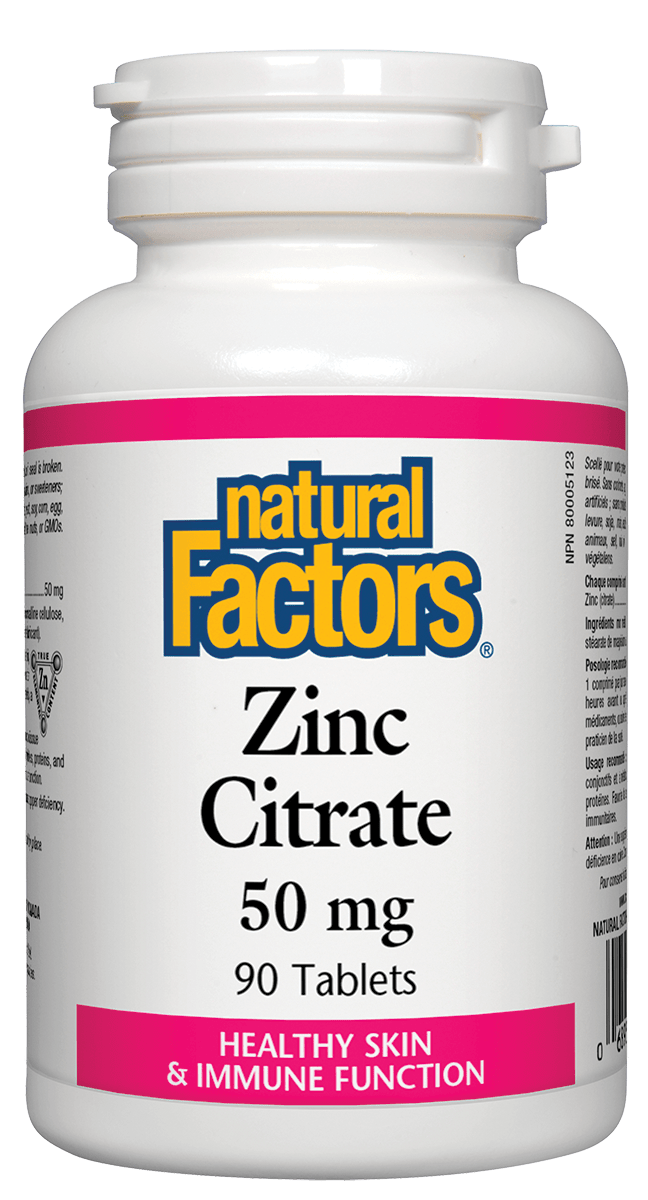 Natural Factors Zinc Citrate 50mg 90 Tablets