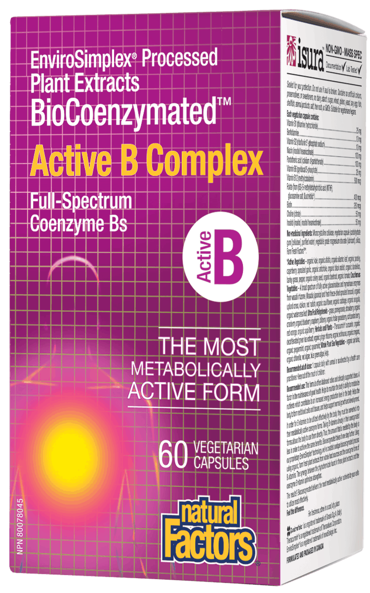 Natural Factors BioCoenzymated Active B Complex 60 Vegetarian Capsules